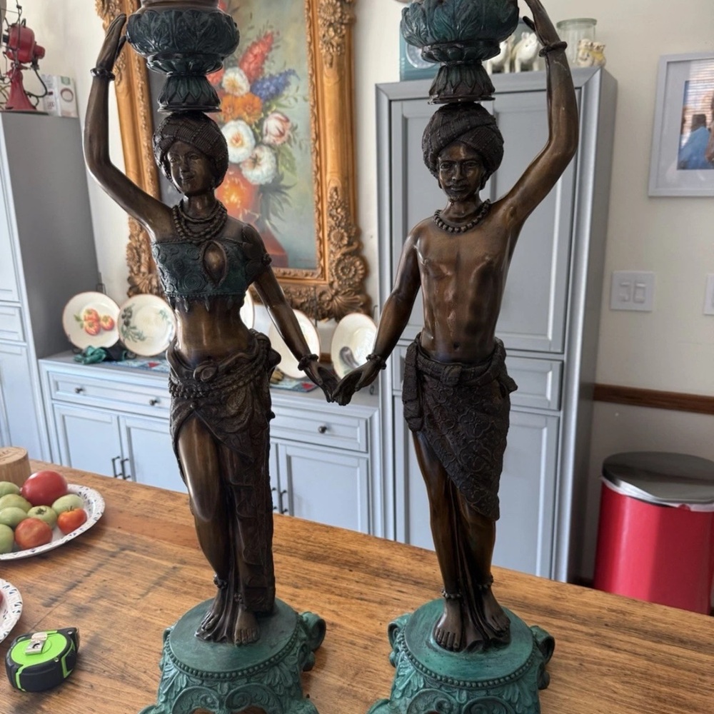 Bronze Candle Holders .Italian Inspired. Lost Wax Cast Bronze . Vintage .